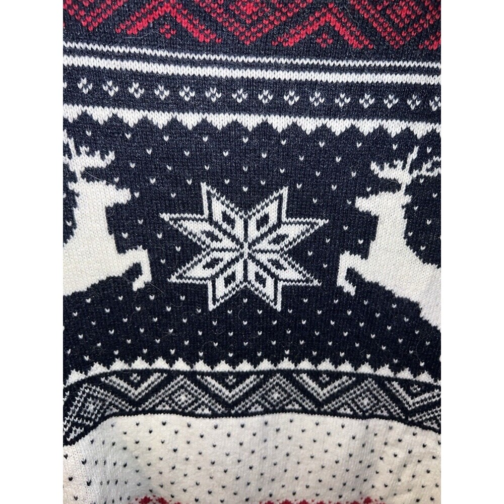 LOGG Sweater Sz M H&M Fair Isle Unisex Deer Snowflakes Nordic Pullover Alpaca - Picture 5 of 9
